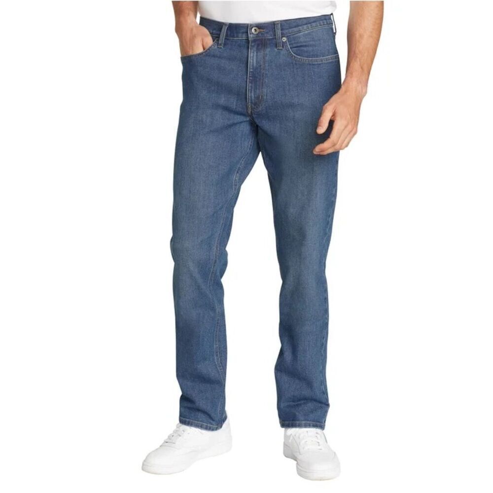 NEW Eddie Bauer Straight Fit Jeans in Medium Blue Denim 34 x 29